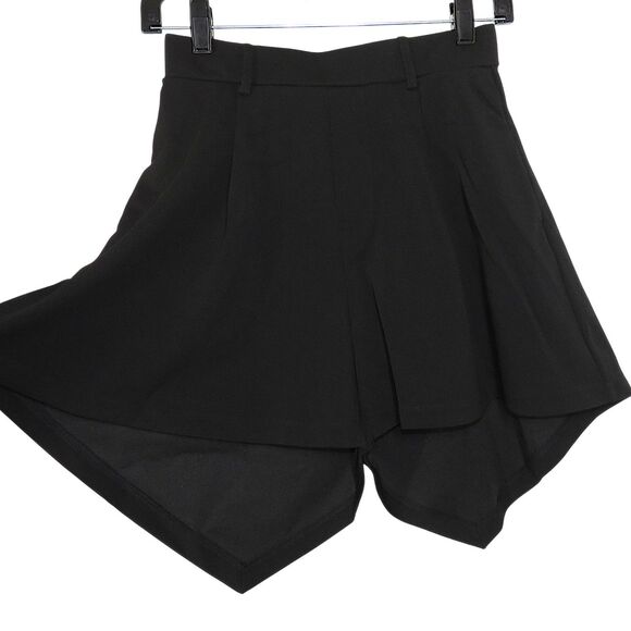 Halara Black Textured Flowy High Low Back V Hem Pull On Shorts Size XS - Picture 1 of 9